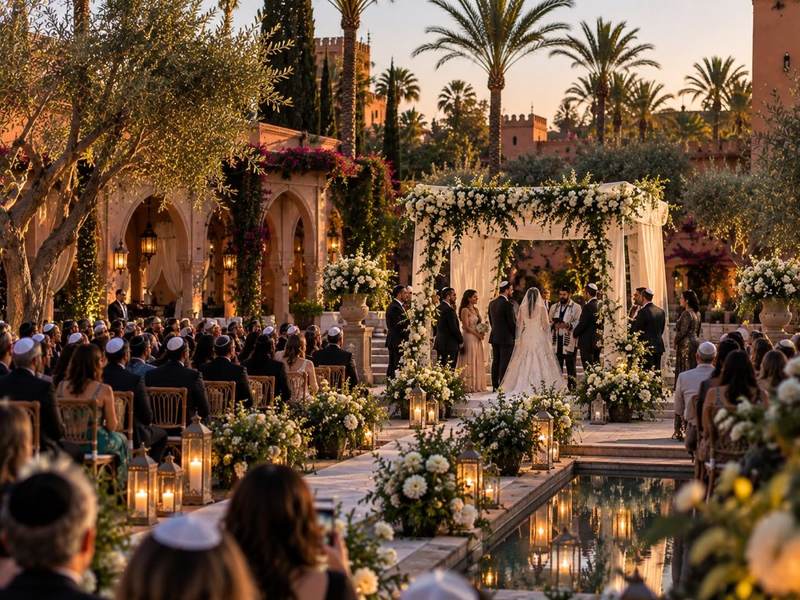 Houppa dans le jardin d’une villa à Marrakech